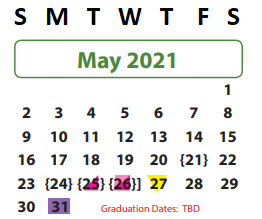 District School Academic Calendar for Parks Elementary for May 2021