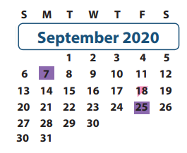 District School Academic Calendar for Colony Meadows Elementary School for September 2020