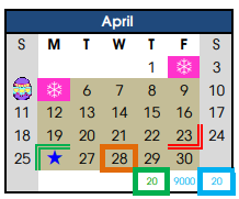 District School Academic Calendar for Intermediate School for April 2021