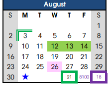 District School Academic Calendar for Butz Education Center for August 2020
