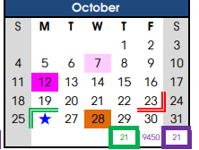 District School Academic Calendar for Intermediate School for October 2020