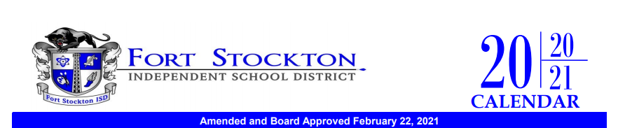 District School Academic Calendar for Fort Stockton High School