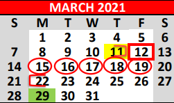 District School Academic Calendar for Alter Sch for March 2021