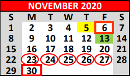 District School Academic Calendar for Alter Sch for November 2020