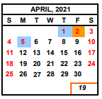 District School Academic Calendar for Kipp Academy Fresno for April 2021