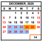 District School Academic Calendar for Young (J.E.) Academic Center for December 2020