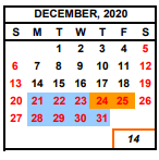 District School Academic Calendar for Tenaya Middle for December 2020