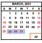 District School Academic Calendar for Tioga Middle for March 2021