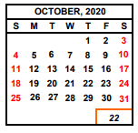 District School Academic Calendar for Addicot (irwin O.) for October 2020