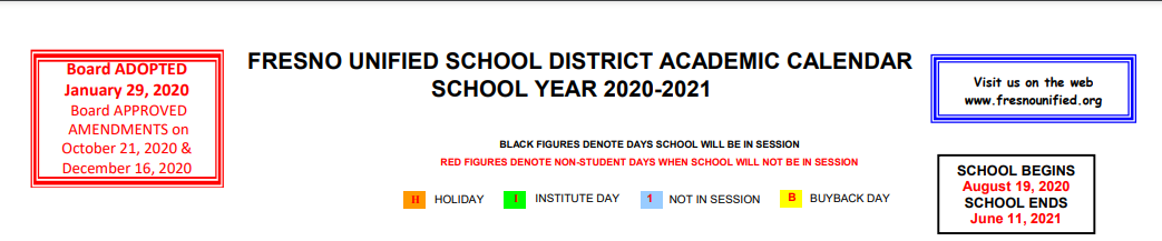 District School Academic Calendar for Tenaya Middle