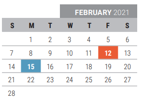 District School Academic Calendar for Acker Special Programs Center for February 2021