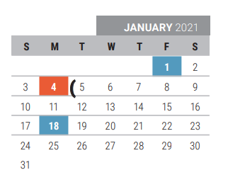 District School Academic Calendar for Frisco High School for January 2021