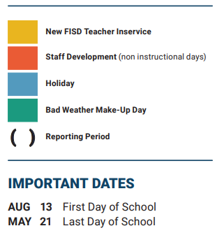 District School Academic Calendar Legend for Riddle Elementary