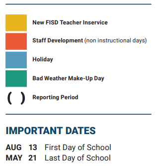 District School Academic Calendar Legend for Bright Elementary