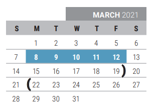 District School Academic Calendar for Boals Elementary for March 2021