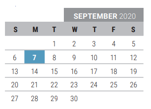 District School Academic Calendar for Ogle Elementary for September 2020