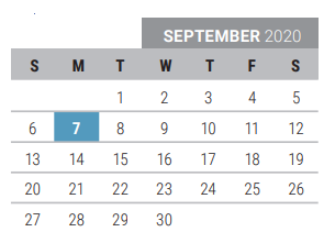 District School Academic Calendar for Corbell Elementary for September 2020