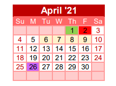 District School Academic Calendar for Gainesville H S for April 2021