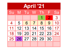 District School Academic Calendar for Gainesville Head Start for April 2021