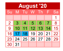 District School Academic Calendar for W E Chalmers Elementary for August 2020