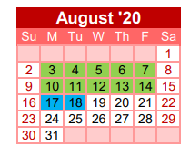 District School Academic Calendar for Gainesville J J A E P for August 2020