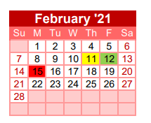 District School Academic Calendar for Gainesville Head Start for February 2021