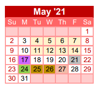 District School Academic Calendar for Edison El for May 2021