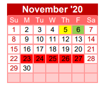 District School Academic Calendar for Gainesville H S for November 2020