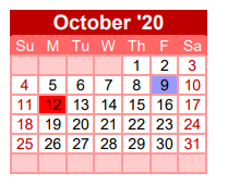 District School Academic Calendar for Edison El for October 2020