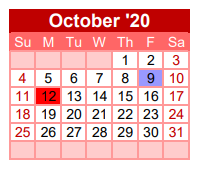 District School Academic Calendar for Gainesville Head Start for October 2020