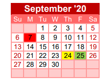 District School Academic Calendar for Gainesville J H for September 2020