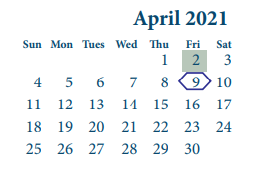 District School Academic Calendar for Green Valley Elementary for April 2021