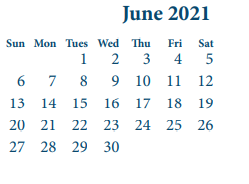 District School Academic Calendar for School For Accelerated Lrn for June 2021