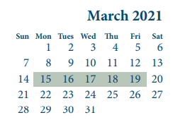 District School Academic Calendar for Woodland Acres Middle for March 2021