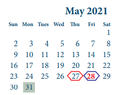 District School Academic Calendar for Pyburn Elementary for May 2021