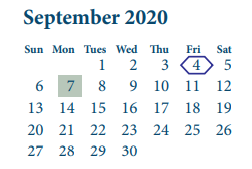 District School Academic Calendar for Cloverleaf Elementary for September 2020
