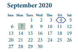 District School Academic Calendar for School For Accelerated Lrn for September 2020