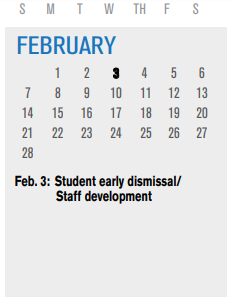 District School Academic Calendar for B G Hudson Middle for February 2021