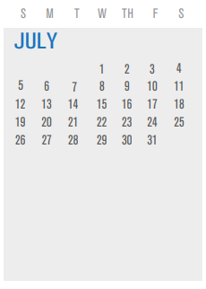 District School Academic Calendar for P I P for July 2020