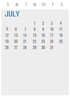 District School Academic Calendar for Coop Behavioral Ctr for July 2020