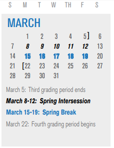 District School Academic Calendar for Shugart Elementary for March 2021