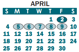 District School Academic Calendar for South Point High for April 2021