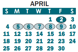 District School Academic Calendar for Lingerfeldt Elementary for April 2021