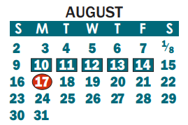 District School Academic Calendar for Lingerfeldt Elementary for August 2020