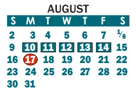 District School Academic Calendar for Tryon Elementary for August 2020