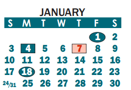 District School Academic Calendar for Belmont Central Elementary for January 2021