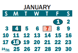 District School Academic Calendar for Lingerfeldt Elementary for January 2021