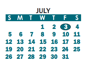 District School Academic Calendar for W P Grier Middle for July 2020