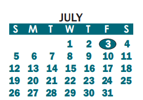 District School Academic Calendar for W A Bess Elementary for July 2020