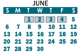 District School Academic Calendar for J B Page Elementary for June 2021